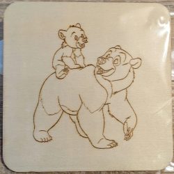 Sous-verre en bois "Frère des ours"